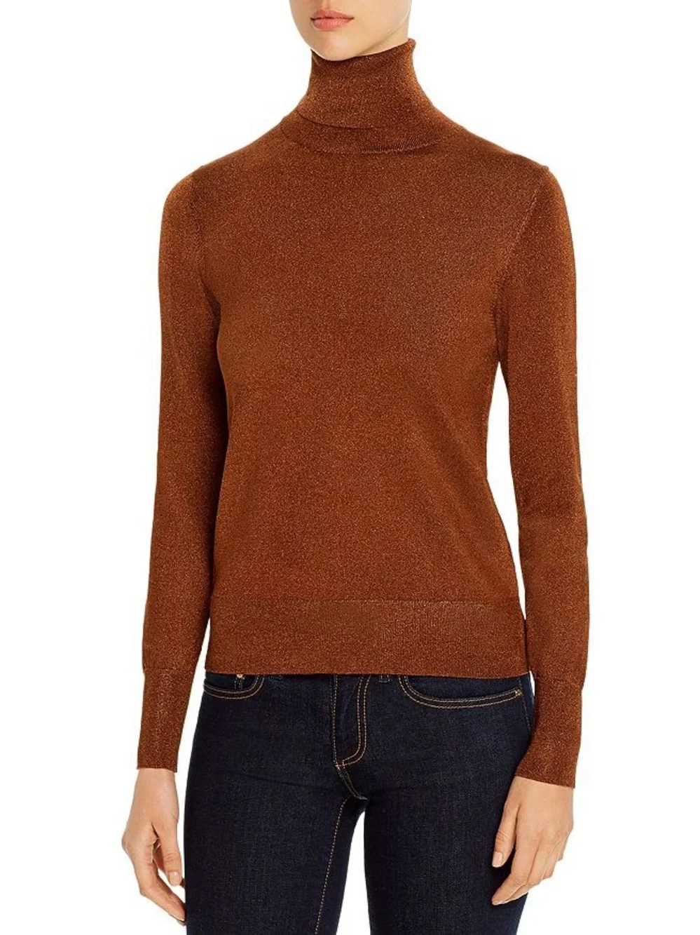 kate spade Glitter Copper Turtleneck Top